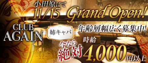 【小田原】CLUB AGAIN(アゲイン)【公式求人情報】(平塚姉キャバ・半熟キャバ)の求人・バイト・体験入店情報