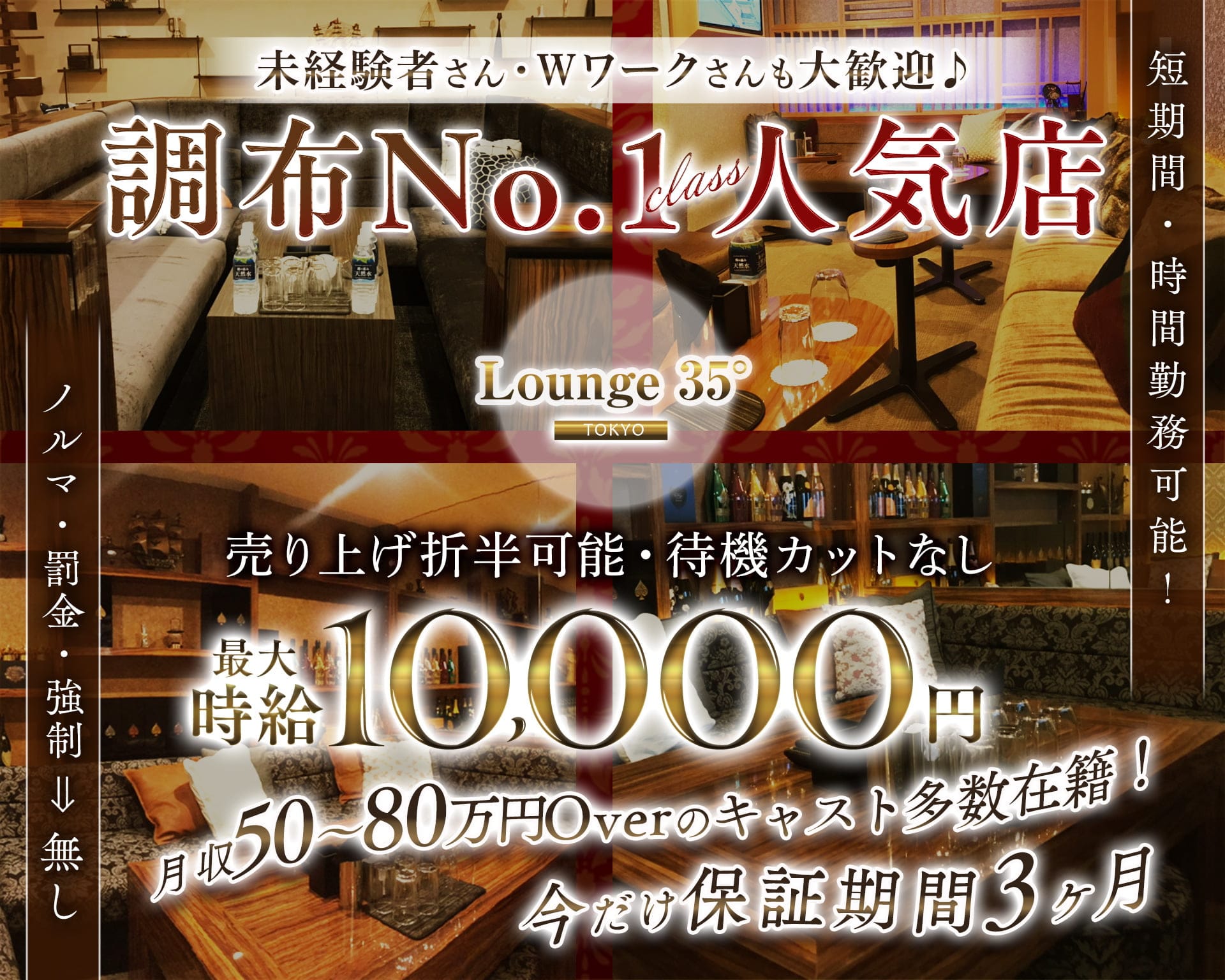 Lounge 35° Tokyo（ラウンジサンジュウゴドトウキョウ） 調布キャバクラ TOP画像