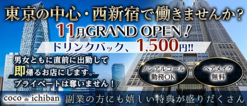 【西新宿】coco de ichiban (ココデイチバン)【公式求人・体入情報】(歌舞伎町キャバクラ)の求人・体験入店情報
