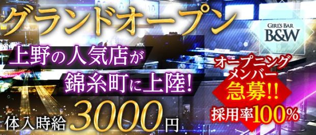 B&W 錦糸町店<ビーアンドダブリュー> 錦糸町 ガールズバー バナー